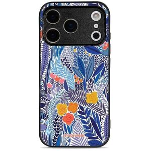Mobiwear Glossy Apple iPhone 17 Pro kék virágok fényes tok kép