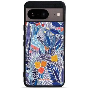 Mobiwear Glossy Google Pixel 8 kék virágok fényes tok kép