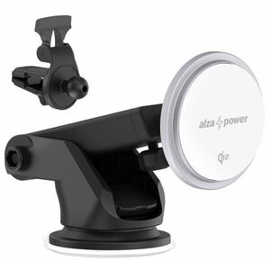 AlzaPower WQC300 Wireless Qi2 Compatible with MagSafe Car Charger 15W, ezüst kép
