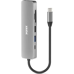 PORT CONNECT USB-C 1× 4K dokkoló állomás, 6in1, ezüst kép