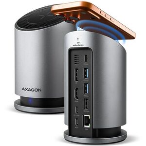 AXAGON HMC-WL9, USB-C 10Gbps Dock with Qi, 3x USB-A, 1x USB-C, HDMI & DP 4k/60Hz, RJ-45, PD 100W kép