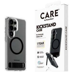 PanzerGlass CARE Samsung Galaxy S26 /Kickstand Qi átlátszó/fekete tok + egyéves sárgulás elleni gara kép
