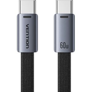 Vention Flat USB 2.0 Type-C Male to Type-C Male Cable Aluminum Alloy Type 2 m, 3 A, Black kép