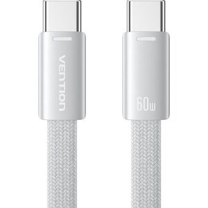 Vention Flat USB 2.0 Type-C Male to Type-C Male Cable Aluminum Alloy Type 1 m, 3 A, Silver kép