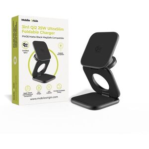 Mobile Origin 3in1 Qi2 25W UltraSlim Foldable Charger PW36 MagSafe Compatible, Matte Black kép