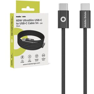 Mobile Origin 60W UltraSlim USB-C to USB-C Cable 1m CB11 Black kép