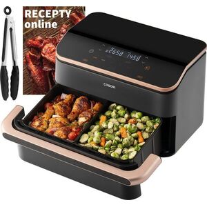 Cosori Dual Blaze TwinFry Smart 10L, moduláris kosár + fogó - fekete kép
