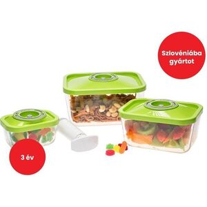 STATUS Vákuumos ételtároló készlet, üveg, zöld, 4 db kép