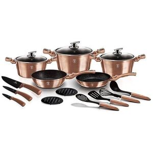 BERLINGERHAUS Rosegold Metallic Line Edénykészlet márvány felülettel, 17 db kép