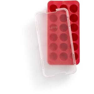 Lékué Round Ice Cube Tray Jégkocka forma, szilikon, 18 jégkockához, piros kép