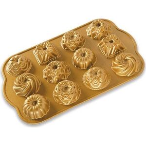 Nordic Ware 12 darabos mini kuglóf sütőforma, arany kép