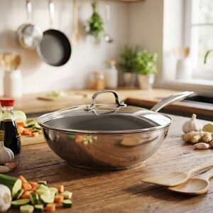 Siguro Wok Pure Delight, 28 cm, acél, ILAG® Professional S rozsdamentes felület + fedő kép