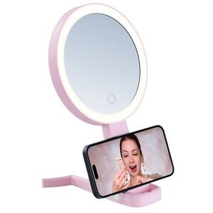 IMMAX SWEET Make up Kétoldalas LED sminktükör, 10× nagyítás, CCT, rózsaszín kép