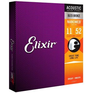 Elixir 11027 Nanoweb 80/20 Bronze 11-52 Custom Light kép