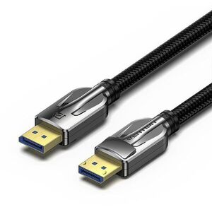 Vention Cotton Braided DP (DisplayPort) 2.0 10K Ultra Cable 3m Black Zinc Alloy Type kép