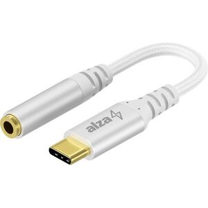 AlzaPower USB-C (M) to 3, 5mm Jack (F) 0, 1m, ezüst kép