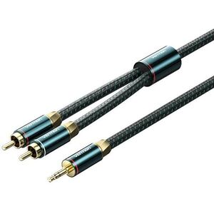 Vention Cotton Braided 3.5mm Male to 2RCA Male Audio Cable 3m Green Copper Type kép
