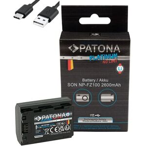 PATONA Sony NP-FZ100 kompatibilis, 2600 mAh, Li-Ion, Platinum, USB-C töltés kép