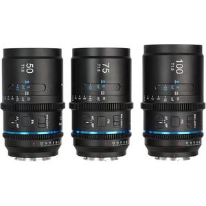 Sirui Astra Series 50 mm, 75 mm & 100 mm T1.8 1.33X Full-frame Anamorphic Cine Lens Kit (L Mount, Blue Fl kép