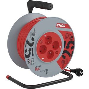 EMOS PVC Kábel dobon kapcsolóval - 4 aljzat, 25 m, 1, 5 mm2 kép