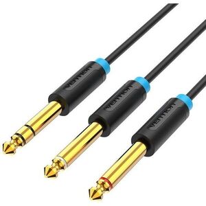 Vention TRS 6.5mm Male to 2*6.5mm Male Audio Cable 1M Black kép