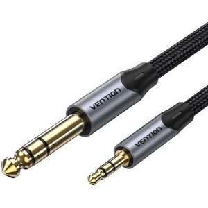 Vention Cotton Braided TRS 3.5mm Male to 6.5mm Male Audio Cable 2M Gray Aluminum Alloy Type kép
