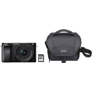 Sony Alpha A6100, fekete + E PZ 16–50 mm f/3, 5–5, 6 II + SONY SF-E64A + Sony LCS-U11 kép