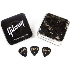 Gibson APRGG50-74T Standard Style Thin Guitar Picks, Metal Tin, 50 Pack kép