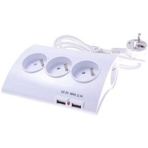 PremiumCord hosszabbító kábel, 230 V, 5 csatlakozóaljzat + kapcsoló + 2x USB 2A, 1, 5 m kép