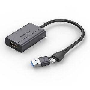 Vention USB-C and USB-A to HDMI Converter Gray Aluminium Alloy Type + I28 kép