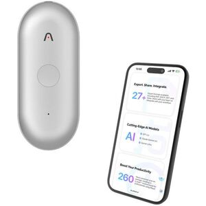 PLAUD Note Pin S Silver AI hangrögzítő + csuklópánt és nyakba akasztható zsinór kép