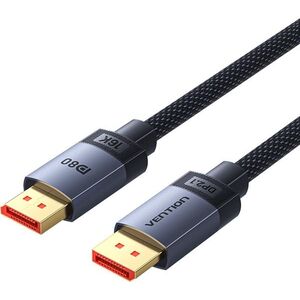 Vention Fabric Braided DP 2.1 Male to Male 80G HD Cable 2m Gray Aluminum Alloy Type kép