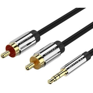 Vention 3.5mm Jack Male to 2x RCA Male Audio Cable 1m Black Metal Type kép