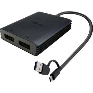 i-tec USB-A/USB-C Dual 4K DP Video Adapter kép