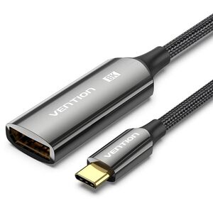 Vention Cotton Braided USB-C to DP 8K Converter 0.25M Black Zinc Alloy Type kép