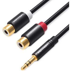 Vention 3.5mm Male to 2x RCA Female Audio Cable 0.3m Black Metal Type kép