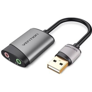 Vention USB External Sound Card 0.15M Gray Metal Type (OMTP-CTIA) kép