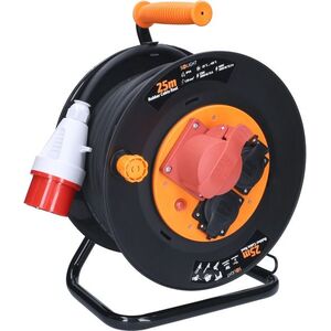 Solight kültéri hosszabbító kábel dobon, kültéri, 400 V + 230 V, 25 m, gumi kábel 3 x 1, 5 mm2, IP44 kép