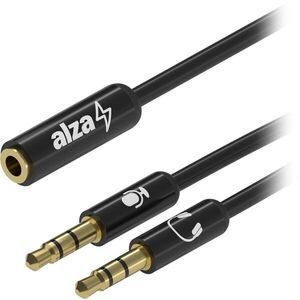 AlzaPower 2x 3.5mm Jack (M) to 3.5mm Jack 4P-TRRS (F) 0.15m fekete kép