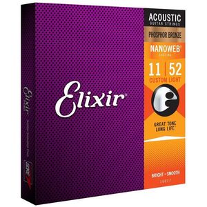 Elixir 16027 Acoustic NanoWeb Phosphor Bronze Custom Light kép