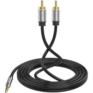 Vention 3.5mm Jack Male to 2x RCA Male Audio Cable 10m Black Metal Type kép