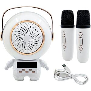 Verk 27312 Karaoke Bluetooth hangszóró, 5 W + 2 × vezeték nélküli mikrofon, fehér kép