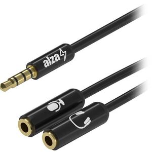 AlzaPower 3.5mm Jack 4P-TRRS (M) to 2x 3.5mm Jack (F) 0.15m fekete kép