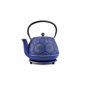 Cajová Zahrada Manami japán öntöttvas teáskanna + alátét, kék, 1200 ml kép