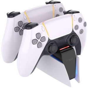 FIXED Charging Station Kettős DualSense PlayStation 5 töltőállomás, fekete-fehér kép
