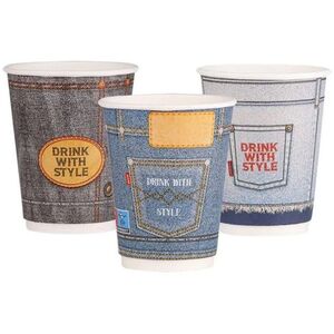 Intertan SA Tessera papírpohár DW jeans design 330 ml, 90 mm átmérőjű, 25 darab kép