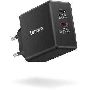 Lenovo Dual USB-C 65W GaN Charger, fekete kép