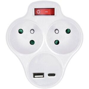 Solight, 2×10 A, USB A+C töltő, 12 W, fehér, tápkapcsolós kép