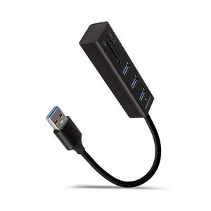 AXAGON HMA-CR3A SuperSpeed hub, USB-A 5Gbps -> 3x USB-A & Card Reader, metal kép