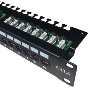 Datacom Patch panel 19" UTP 24 port CAT6 LSA 1U BK (3x8p) kép